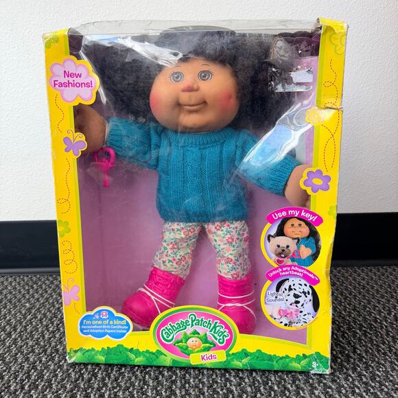 Cabbage Patch Kids Doll Adoptimals with Heartbeat Key 15" Brown Curly Hair NEW - Picture 1 of 11